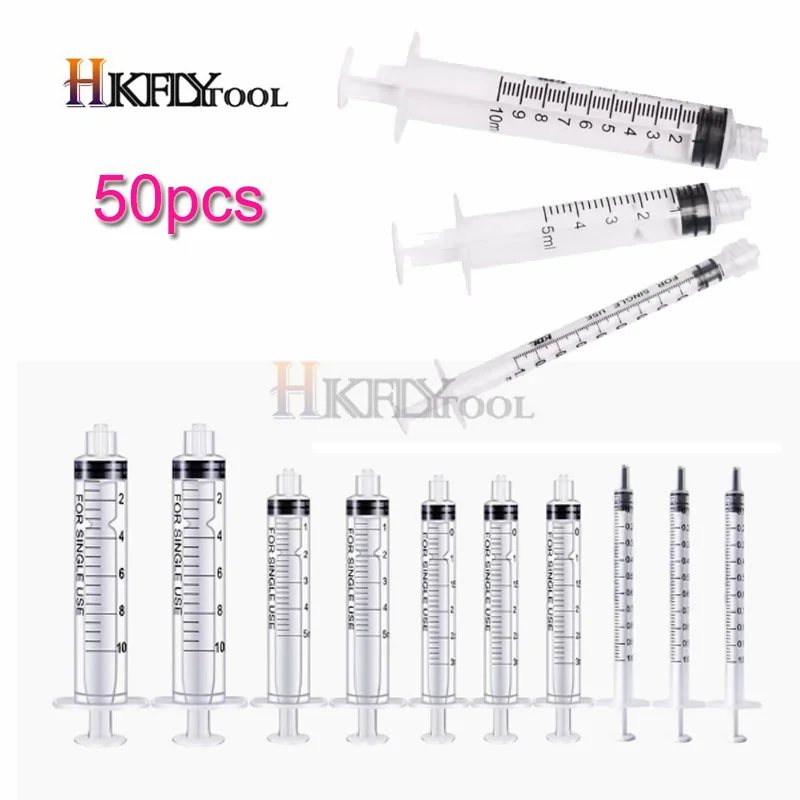 50pcs 1ml 2ml 3m 5ml 10ml Luer Lock Syringe Ink Injection For Refilling Measure Nutrient Sterile Individually Tool Parts