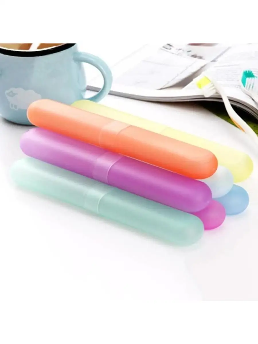 5pcs Portable Travel Hiking Camping Toothbrush Holder Case Box Tube Cover Toothbrush Protect Holder Case Random Color