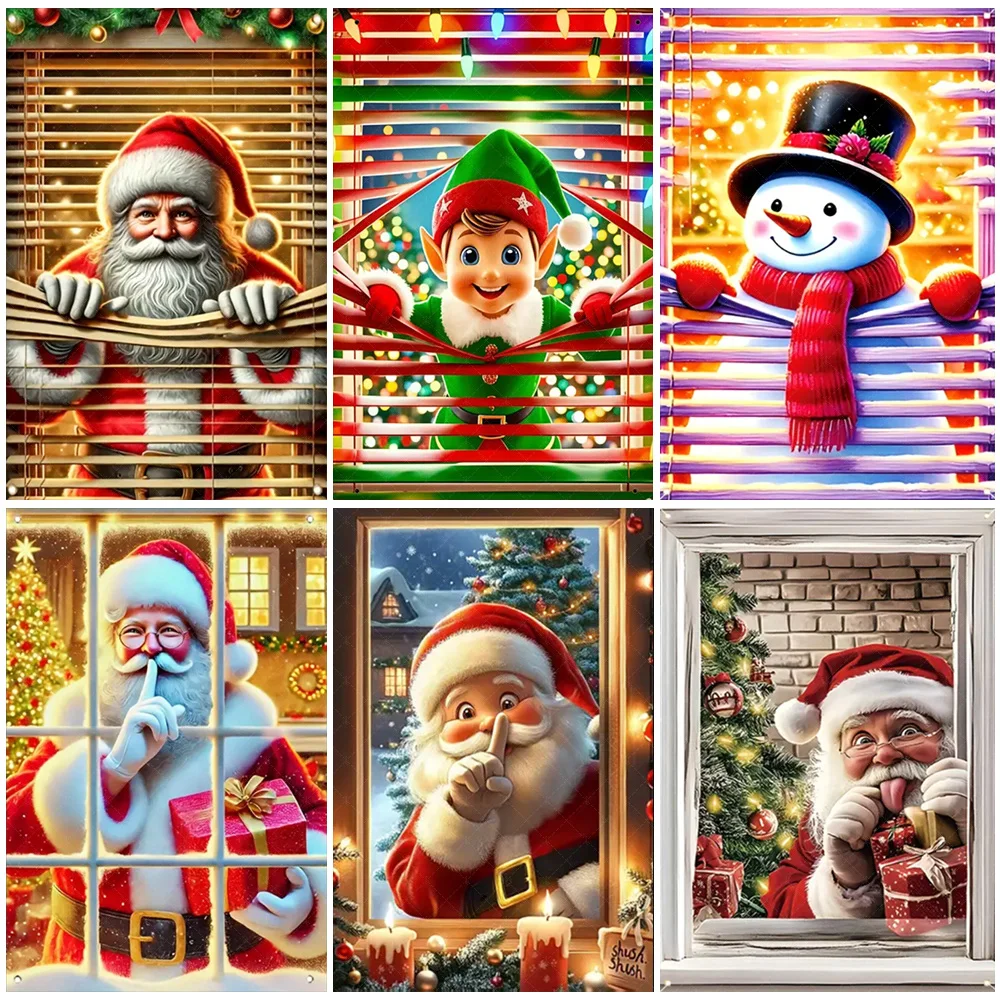 

Christmas Cute Elf Scene Xmas Snow Man Backdrop Children Party Decoration Photography Background Photo Booth Prop Window Banner