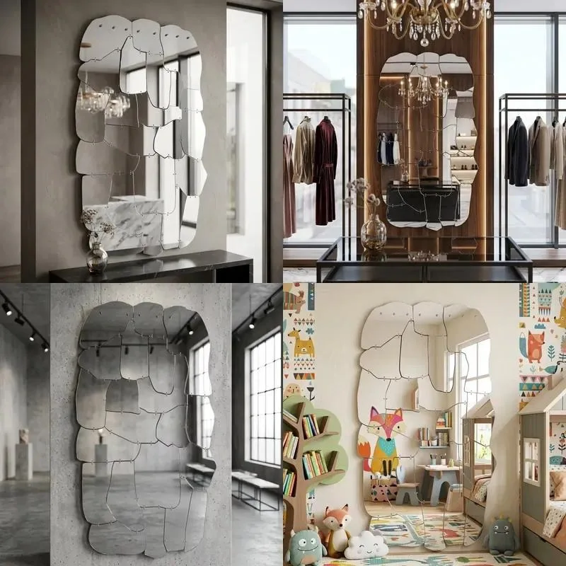 Italian Irregular Acrylic Wall Mirror Luxury Splicing Art Decorative Mirror for Hotels Clothing Stores Living Rooms