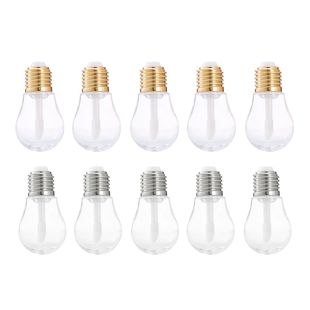 10 Uds. Tubos de brillo con forma de lámpara, contenedores transparentes rellenables para aceite de bálsamo labial, almacenamiento Diy, botellas de brillo de labios de viaje