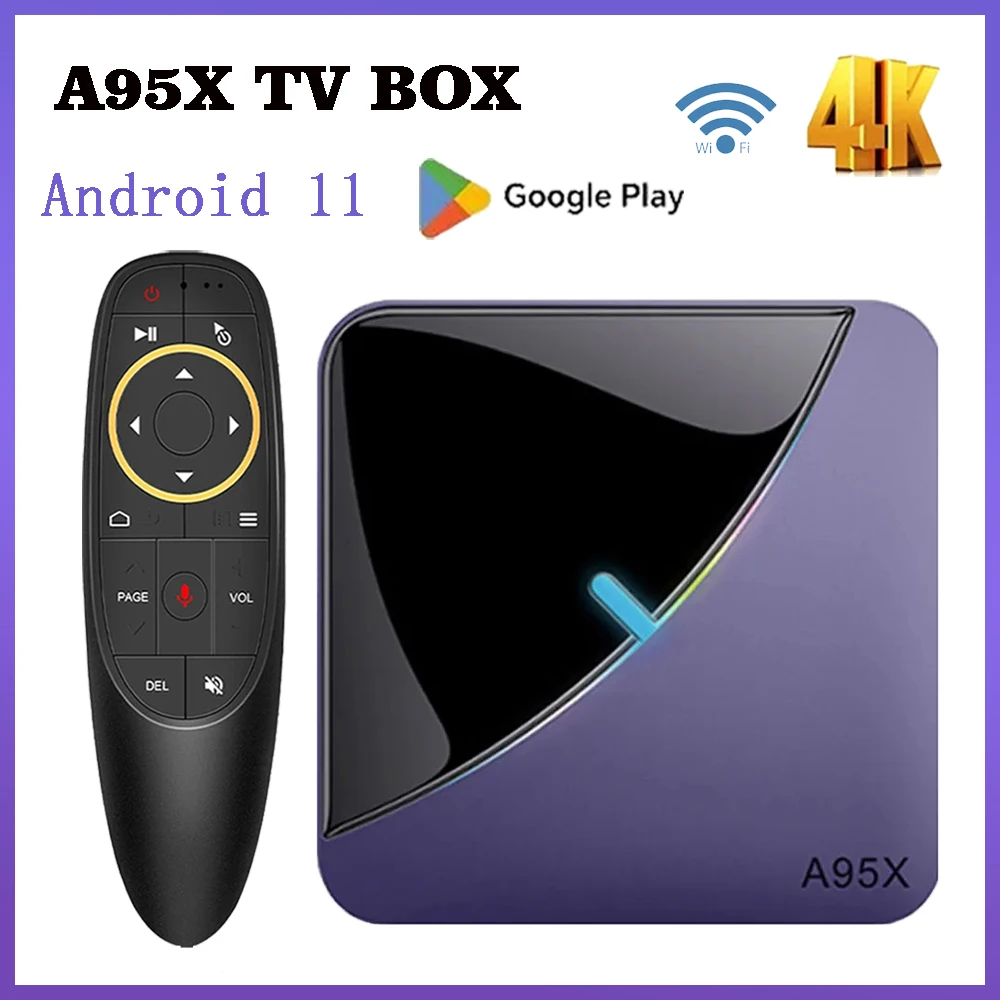 Global Smart TV BOX Android11 A95X F3AirII 4K Video RGB Light 2.4/5G Dual Wifi Amlogic S905Y4 BT5  2024 Home Theater Set Top Box