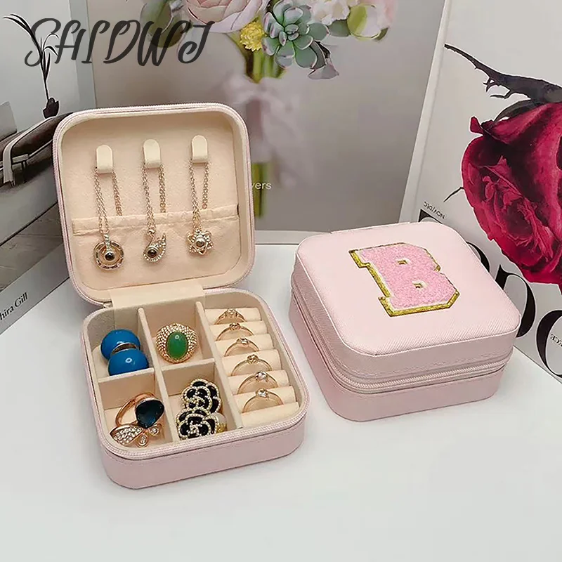 Mini Jewelry Storage Box Portable Home Travel Earrings Necklace Storage Case For Women Ring Organizer PU Leather Display Case