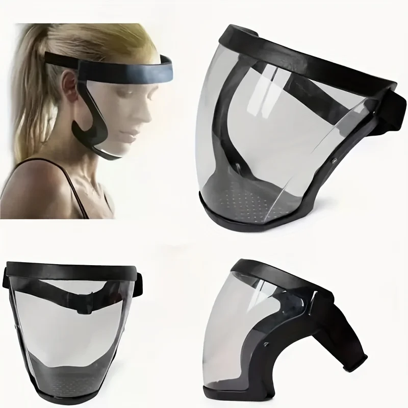 

Full-Face Transparent Protection Mask with Adjustable Buckle - Reusable and Heat-Resistant Facial Shield for Safety in Work, Out