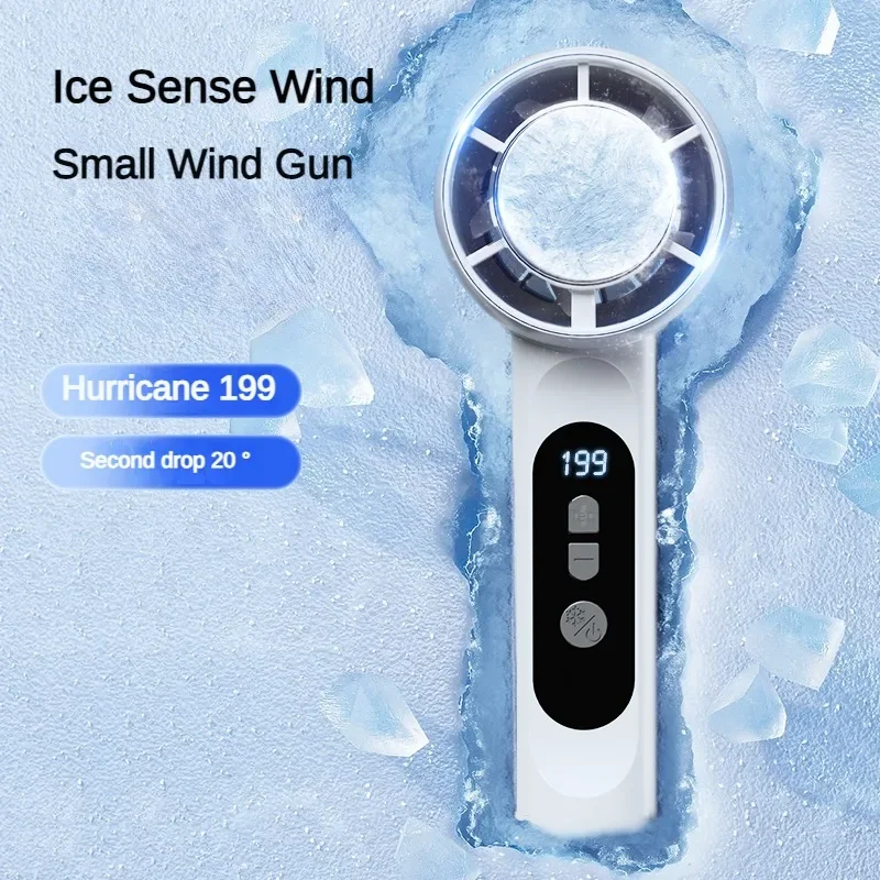 Handheld Portable Fan 199-Speed Desktop Fan USB Rechargeable Cooling Refrigeration Fan LED Display For Home Office Travel ﻿