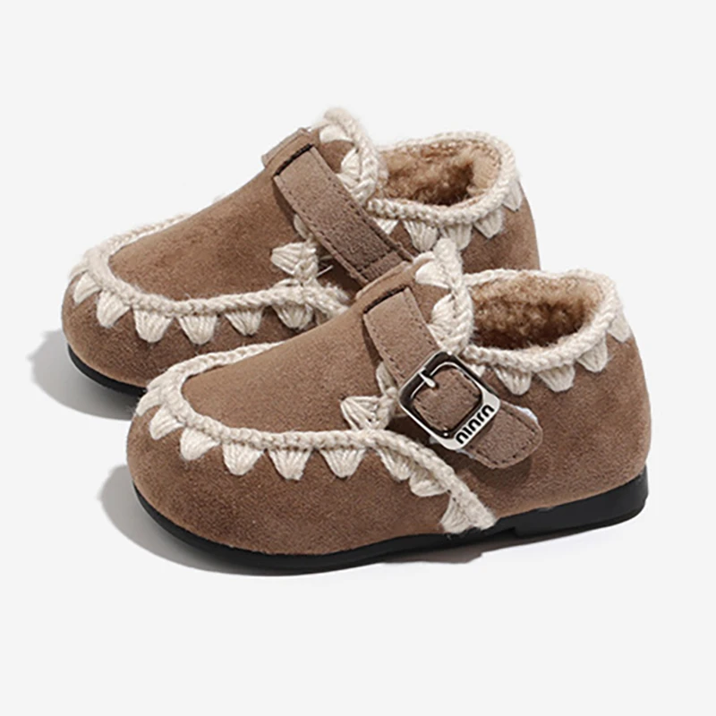

Новинка 2024, зимняя обувь для маленьких девочек, теплая противоскользящая обувь на флисовой подкладке для малышей, первые ходунки, повседневная детская хлопковая обувь на мягкой подошве