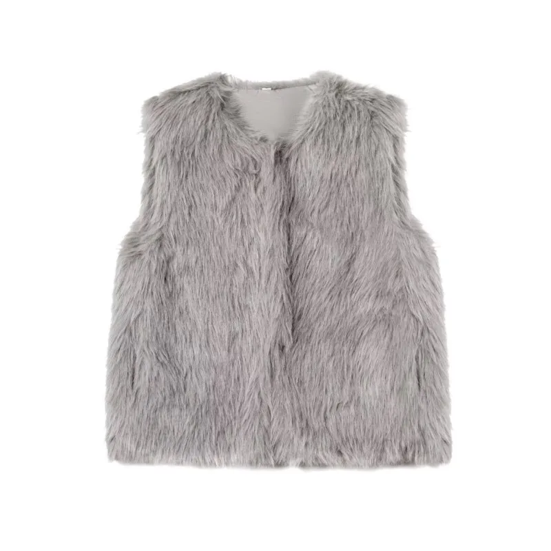

HipSeam Fur Waistcoat with Sleeveless Women Autumn Fashion Chic Women's Vest Turn Down Collar High Street Female Tops