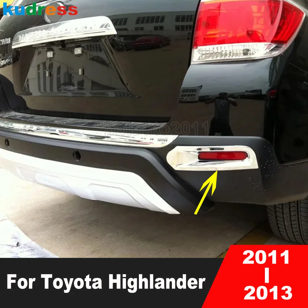 

For Toyota Highlander 2011 2012 2013 Chrome Car Rear Bumper Fog Light Lamp Cover Trim Tail Foglight Bezel Trims Accessories