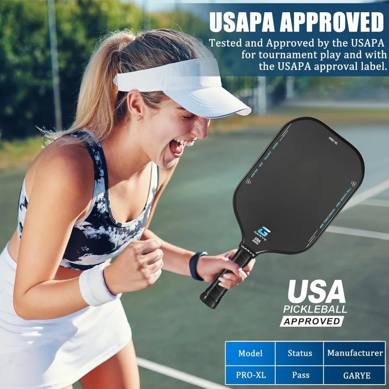 AQGARYE Pickleball Paddles,16MM T700 Thermoformed Carbon Fiber Pickleball Paddle;USAPA Approved PRO-XL Pickle Ball Rackets Set