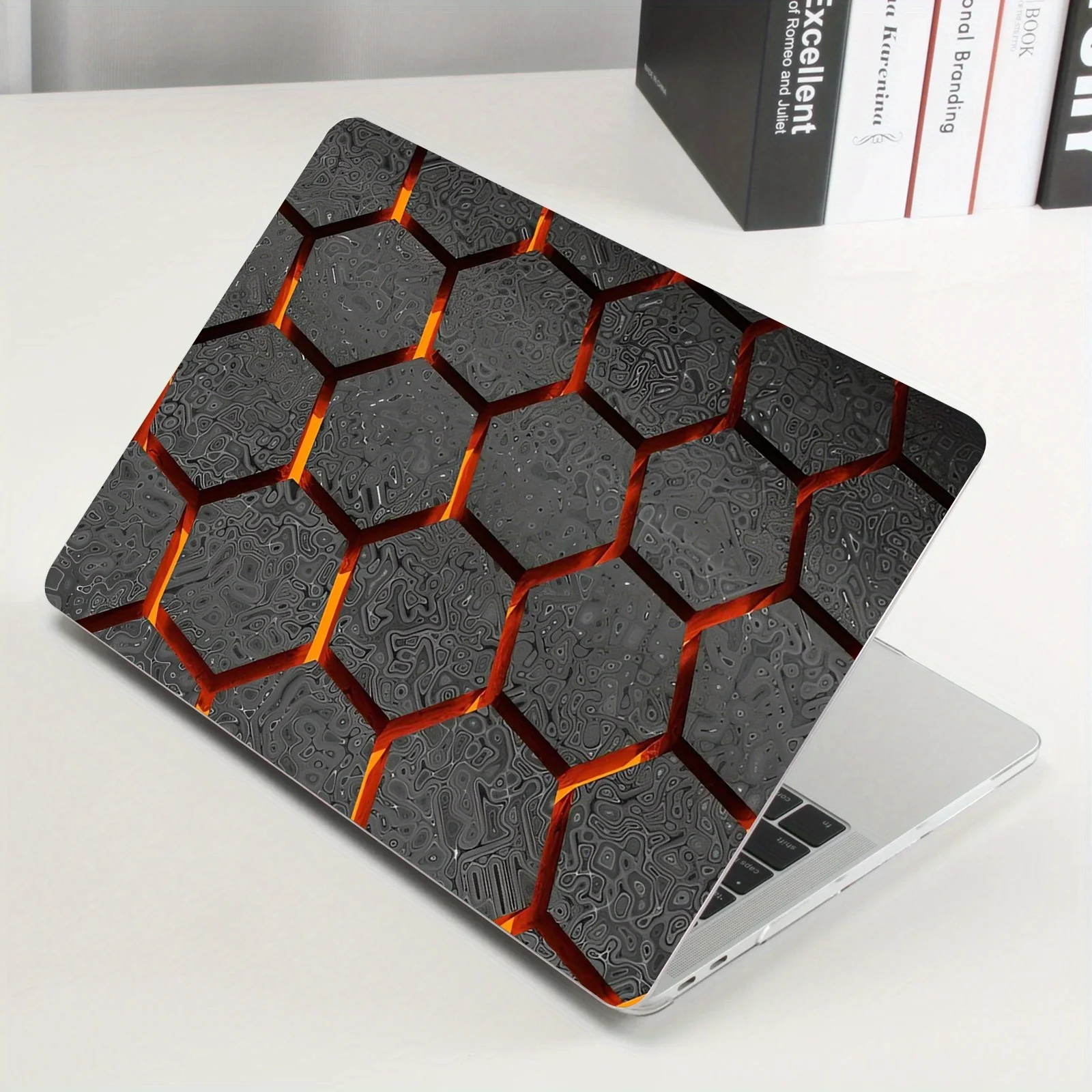 2 Pack Science Fiction Hexagonal Laptop Stickers Scratch Resistant Universal Protective Film for 12 To 15-inch Laptops Decal