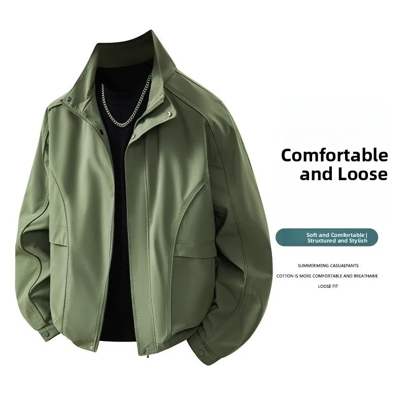 

Мужская демисезонная куртка M8XL American Sle Workwear с воротником-стойкой, свободного кроя, с длинными рукавами, из тонкой шерстяной смеси