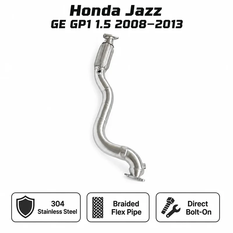 Racing Exhaust Downpipe for Honda Jazz GE GP1 1.5 2008-2013 304 Stainless Steel High Flow Stronger Torque