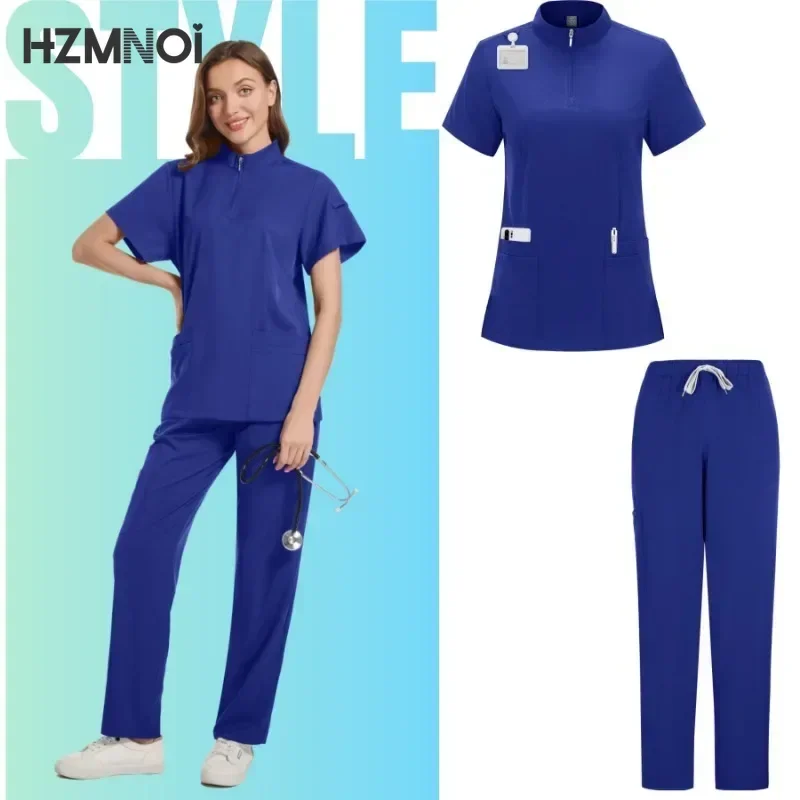 Kobiety Scrubs Akcesoria pielęgniarskie Mundur medyczny Unisex Slim Fit Komfort Kliniczne kobiety Sala operacyjna Mundur roboczy Kombinezon do