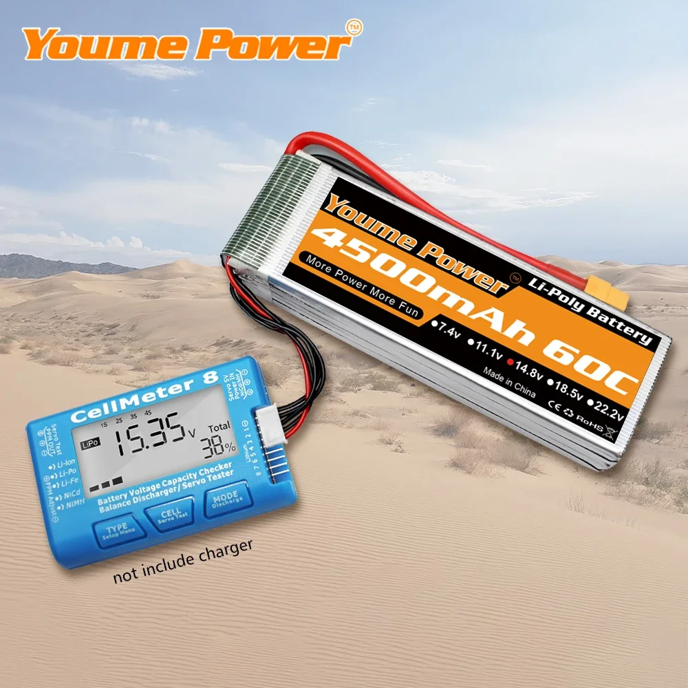 Youme 2S 3S 4S 6S Lipo Battery 3300mah 4500mah 5200mah 6200mah 6500mah 60C T Deans XT60 For FPV Airplanes Heli Car RC Parts