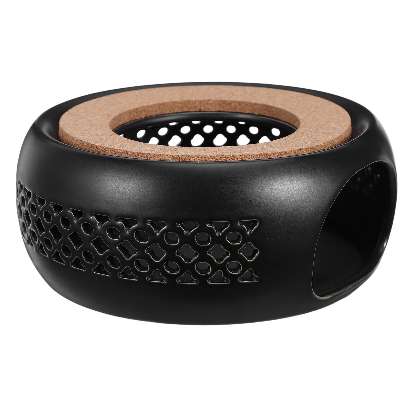 Calentador de tetera de cerámica con base de corcho, soporte calefactor para teteras de vidrio, acero inoxidable y cerámica, calentador de café, calentador de velas de té.