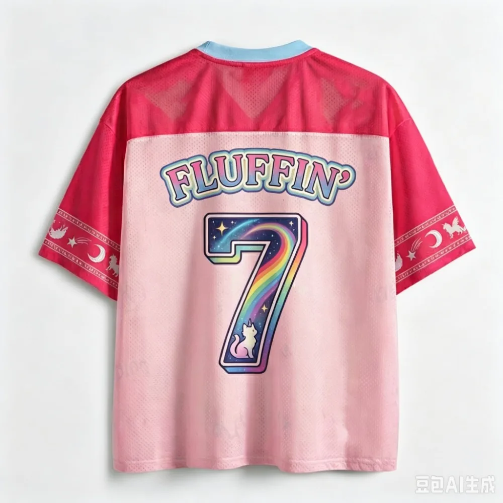 Y2K Retro Rainbow Cat 3D Print Men Sport V-neck T-shirt Outdoor Street Casual Fashion Quick-drying Breatha Parent-child Clothing