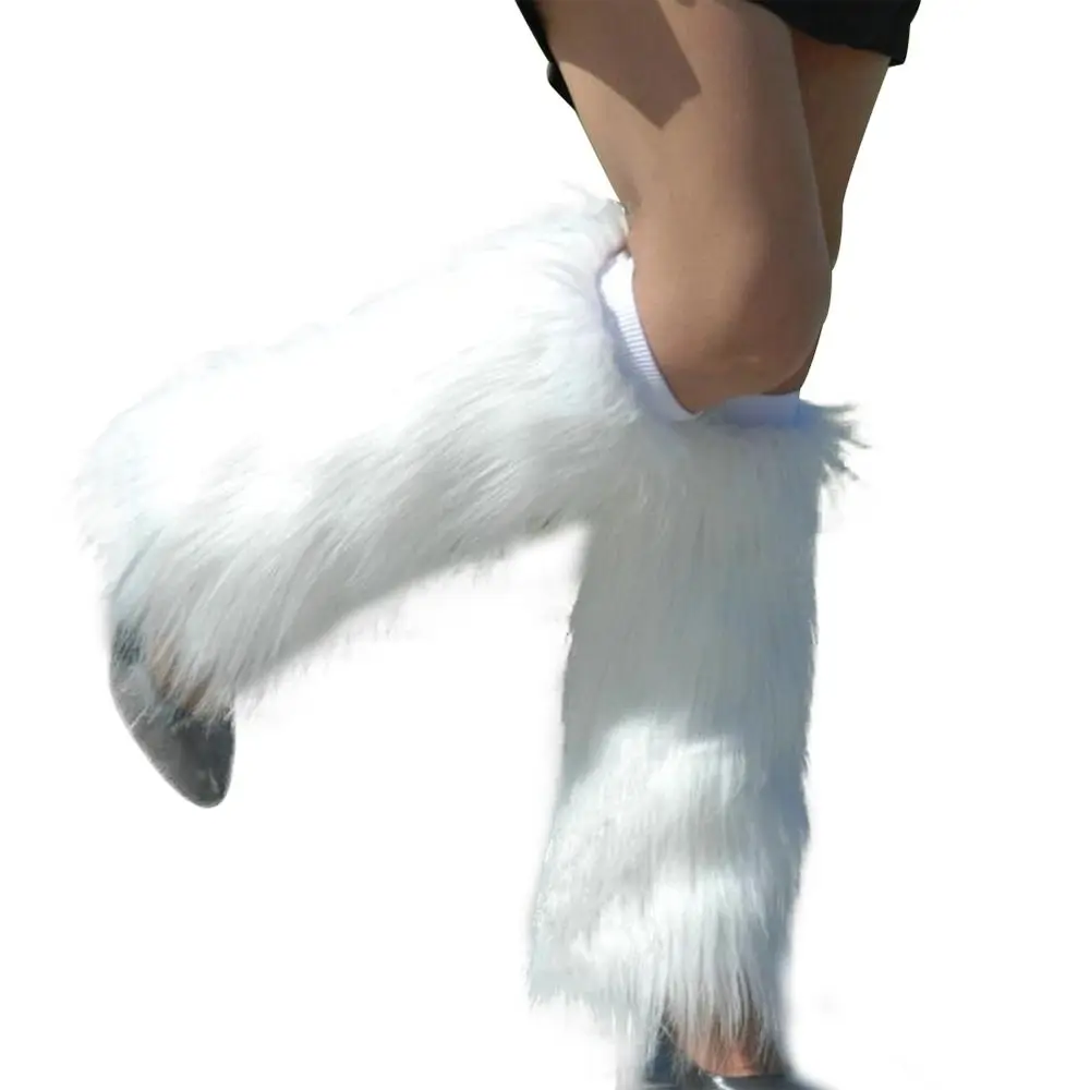 Versatile Winter Faux Fur Leg Warmers Furry Warm Knee-Length Socks Jk Pull-On Boot Covers for Women Girls
