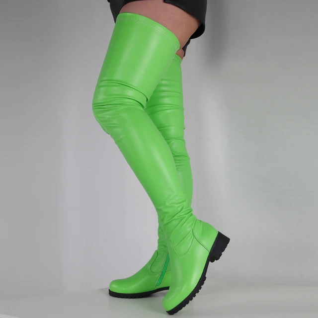 Neon yellow thigh high boots deals