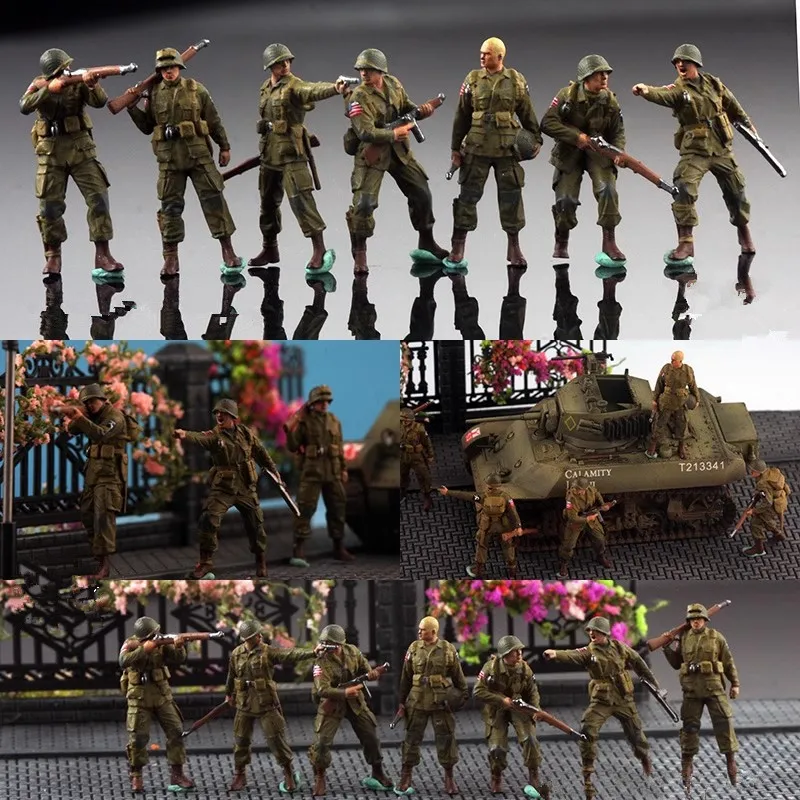 1:72 Scale Model 7 Pcs Resin US 101st Airborne Division 7 Soldiers Action Figure Toys Scene Accessory Dolls Display Collection