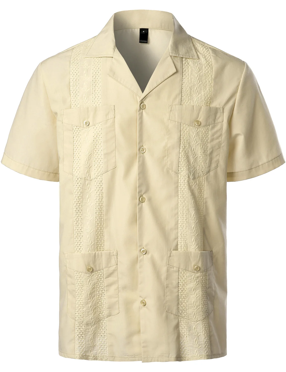 Mens Short Sleeve Cuban Camp Guayabera Shirt Linen Cotton Hippie Beach Button Down Shirts