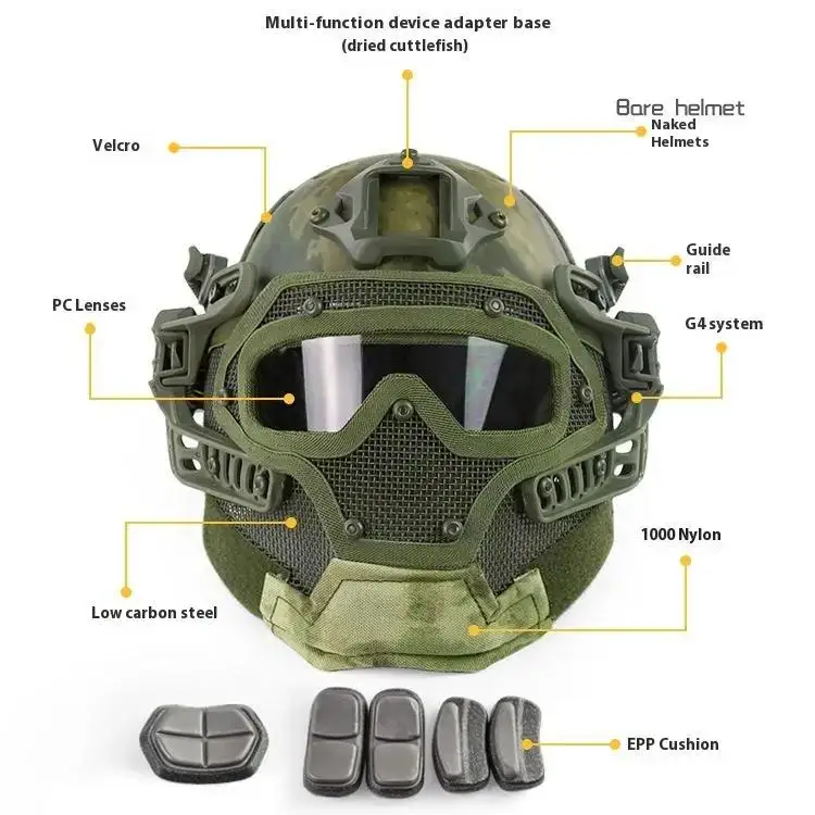 قناع الوجه FAST PJ خوذة تكتيكية متكاملة مع خوذة ركوب الدراجات في الهواء الطلق لحماية أصابع القدم #4