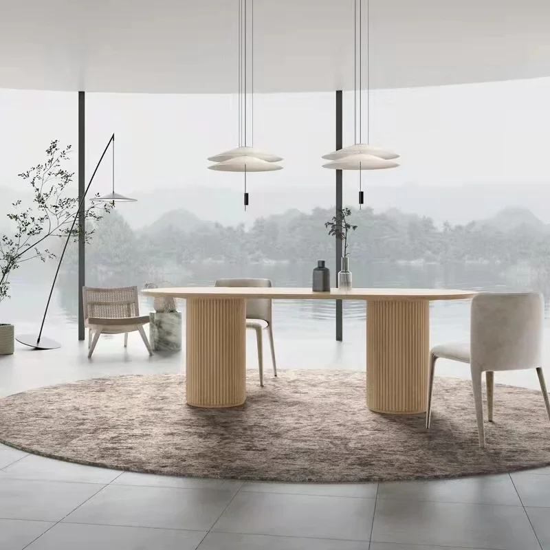 Modern Round Office Elegant Living Room Table Wooden Garden Furniture Dinning Luxury Minimalism Mesas De Comedor Design Bar JGY