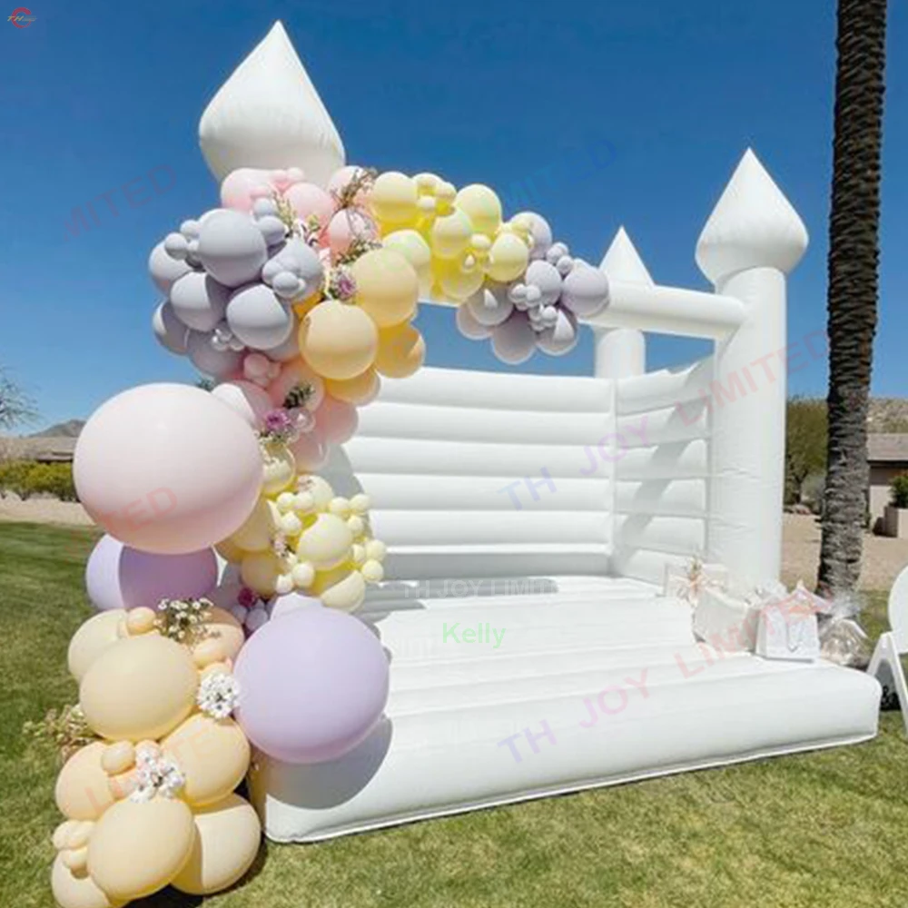 Stock at USA!! 13x13ft 4x4m free ship outdoor activities Inflatable Wedding Bouncer white birthday Jumper Bouncy Castle for