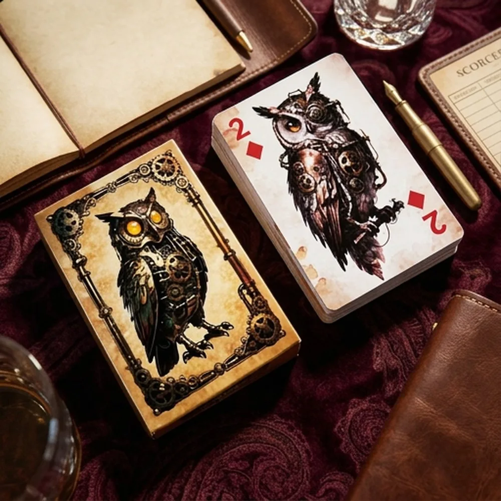 Steampunk Vintage 55-Card Poker Set, Thick Paper Playing Cards, Smooth Shuffling for Family Gatherings, Magic Shows & Collection