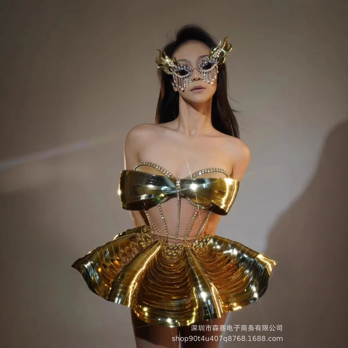 

Women's Halloween Costume Showgirl Cosplay Top Skirt Set Fancy Shiny Kpop Stage Outfit Party Rave Clothes Nightclub Singer Wear