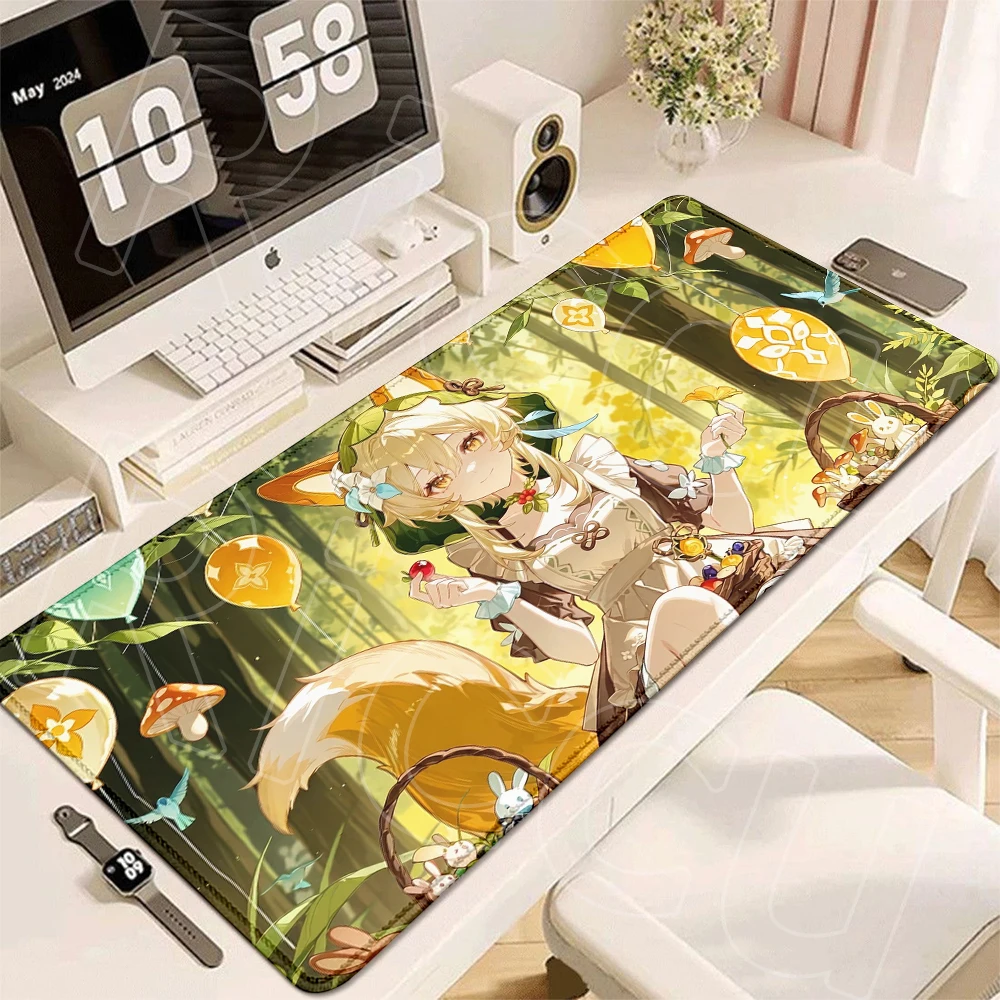 Genshin Columbina High-Definition-Druck, erweiterte Kawaii-Anti-Rutsch-Mauspads, Esports-Mauspads, Gummi, Büro- und Schreibtischzubehör – Detail 6