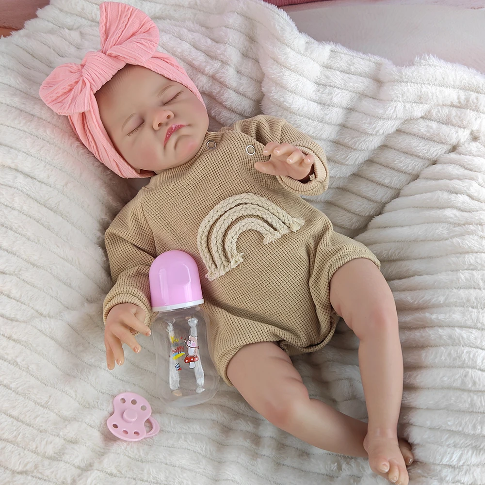 Poupée Reborn à yeux fermés de 18 pouces, corps en tissu doux, 46cm, poupées de Simulation, jeu habillé, jouets, cadeaux pour la journée des enfants, 1 pièce