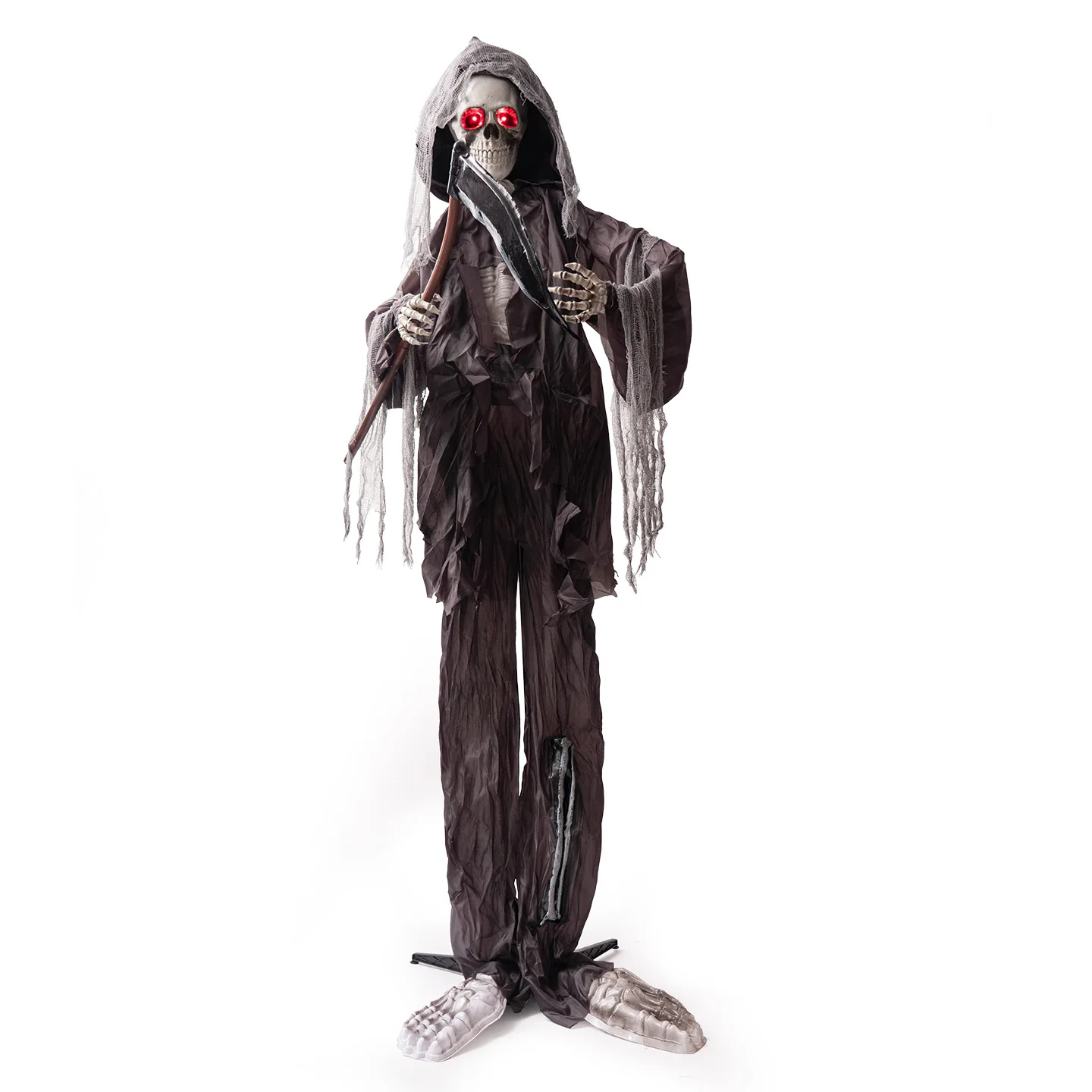 

2.6 meters large station ghost with sickle death haunted house outdoor electric induction horror skeleton decoration