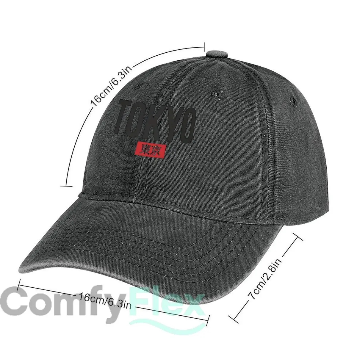 Tokyo text design with Japanese character Baseball Cap Men Women Distressed Washed Sun Cap Outdoor Workouts Hat