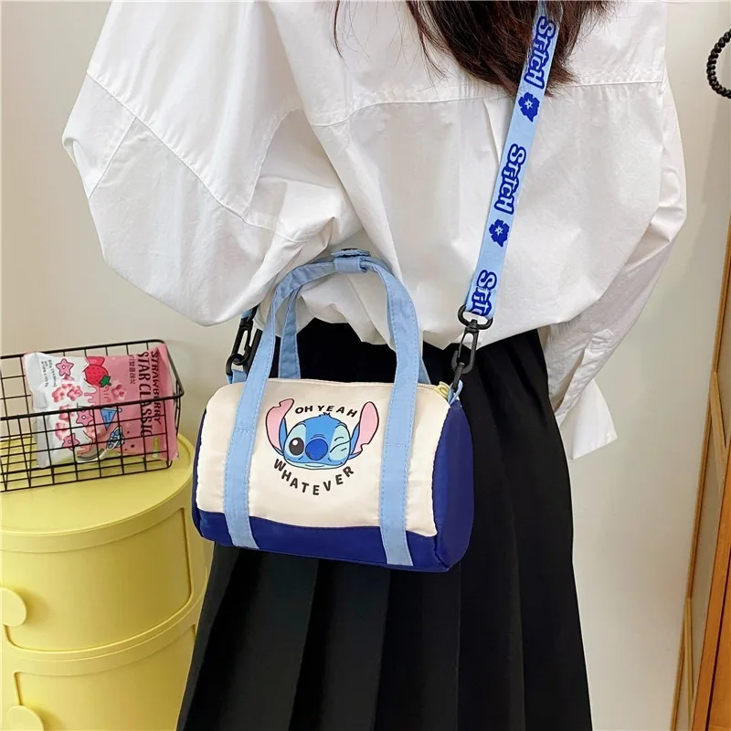 Stitch Anime Canvas Bucket Bag Kawaii Cartoon Kuromi Cinnamoroll Lotso Casual Crossbody Bag Cute Animal Panda Portable Handbag