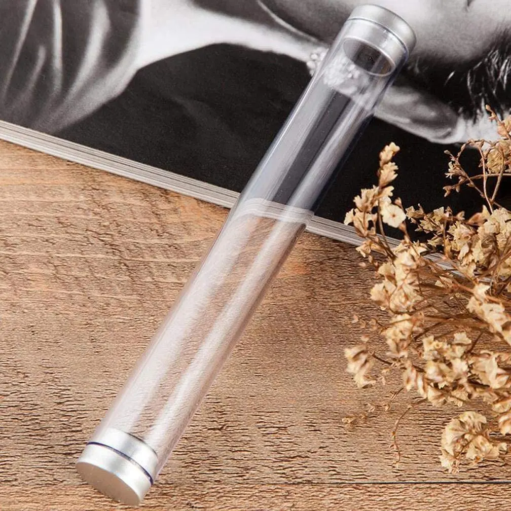 10 Pcs Transparent Acrylic Cylinder Tube Pen Cases Gift Boxes for Office School