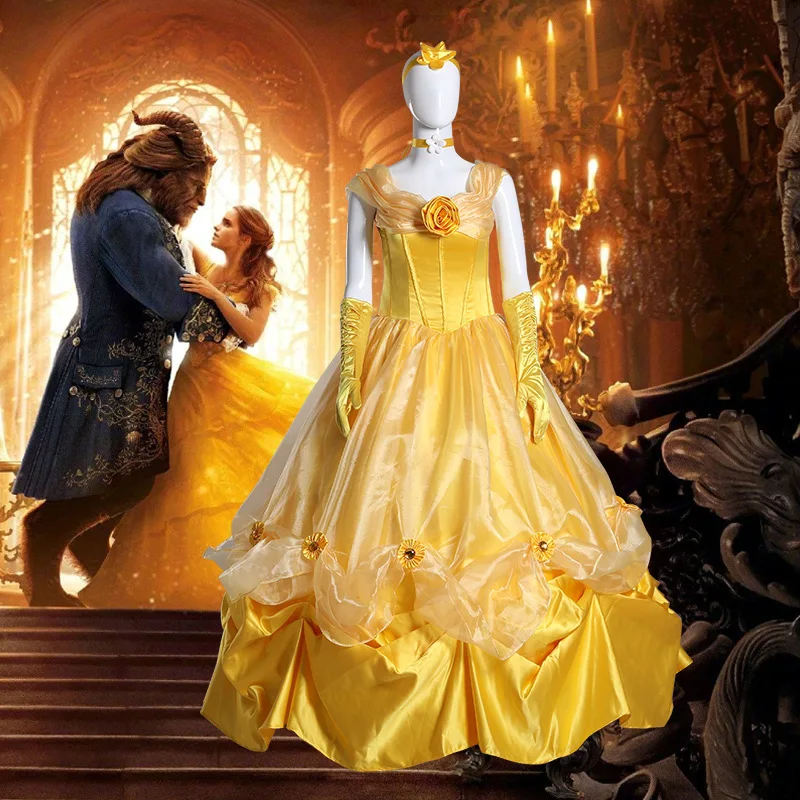 

Disney Ladies Princess Dress Halloween Carnival Party Dress Cosplay Costumes Beauty and Beast Belle Women's Princess Dress Gifts