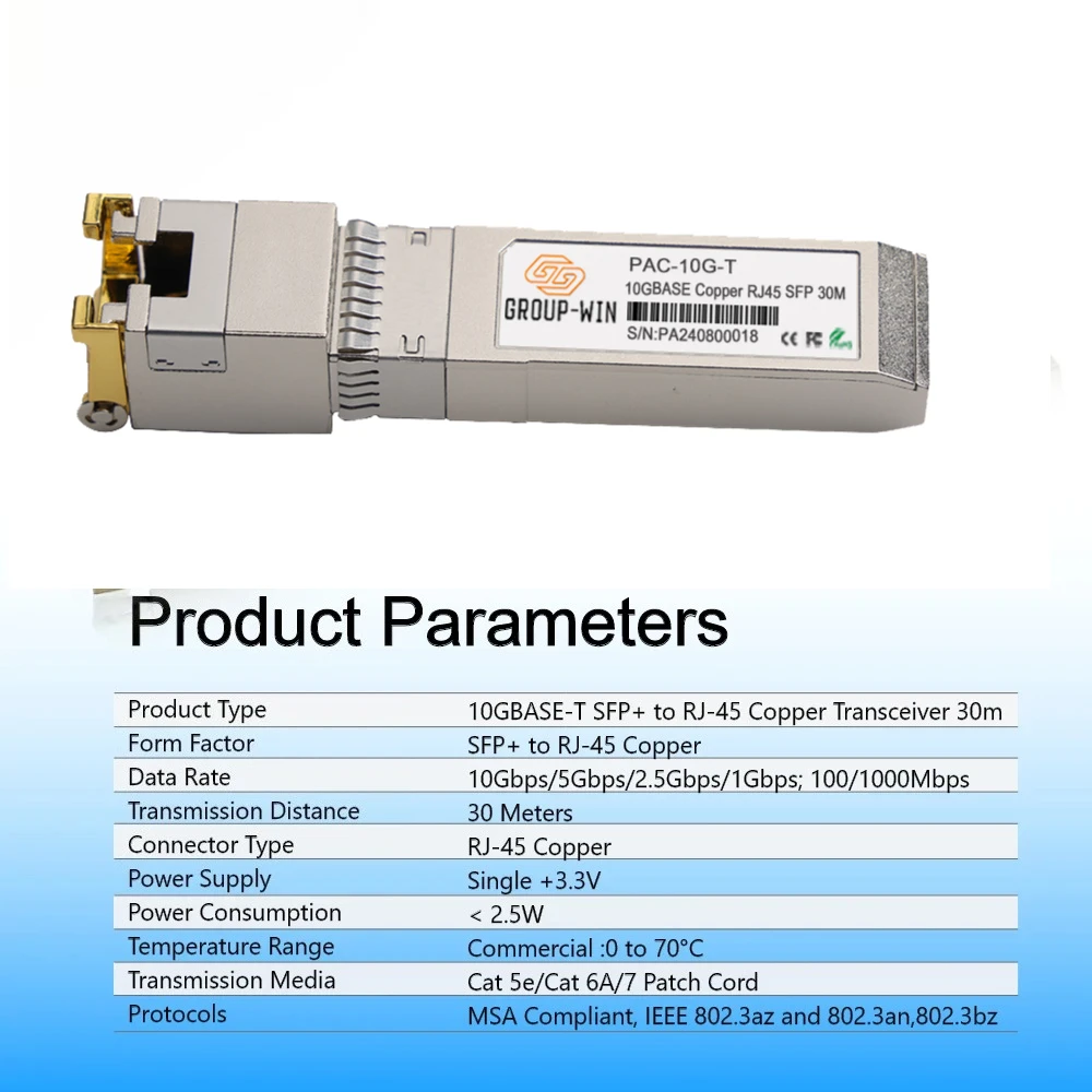 10Gb Copper SFP+ to RJ45  Module 10GBase-T RJ45 Connector 30m Compatible with Ubiquiti/TP-Link/Zyxel/HORACO/AUSU Router/Switch