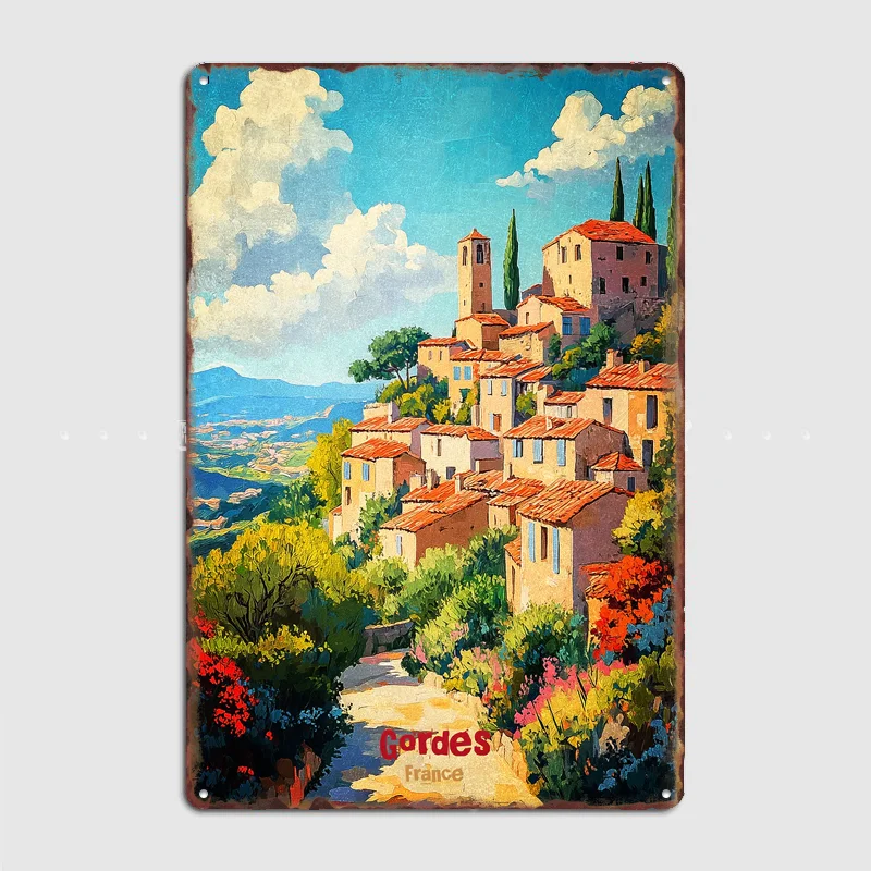 

Gordes Art Travel Scenery Sights Retro Poster Metal Sign Garage Club Indoor Room Wall Decor Custom Tin Home Decor