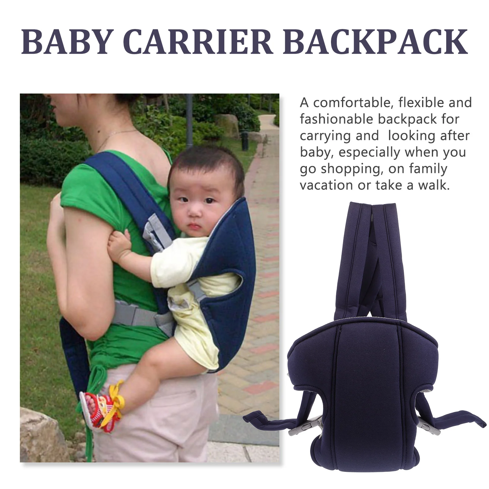 Multi-functional Breathable Adjustable Front /Back Newborn Baby Carrier Infant Backpack Sling Comfort Wrap - One Size (Blue)