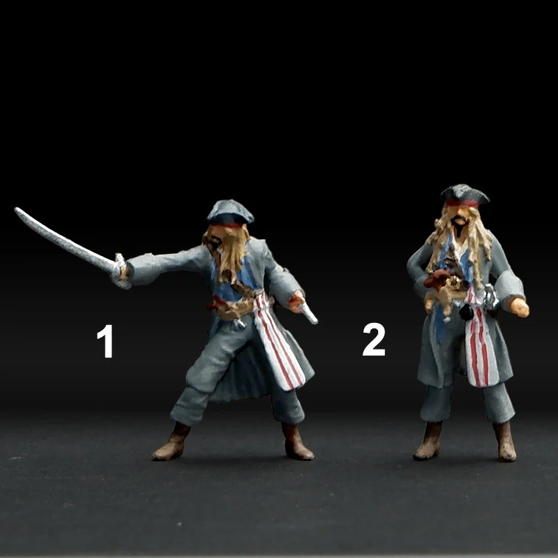 Resin Handmade painted 1/64 Pirate Captain  Miniature Figure Model Props Creative Photography Display Collection