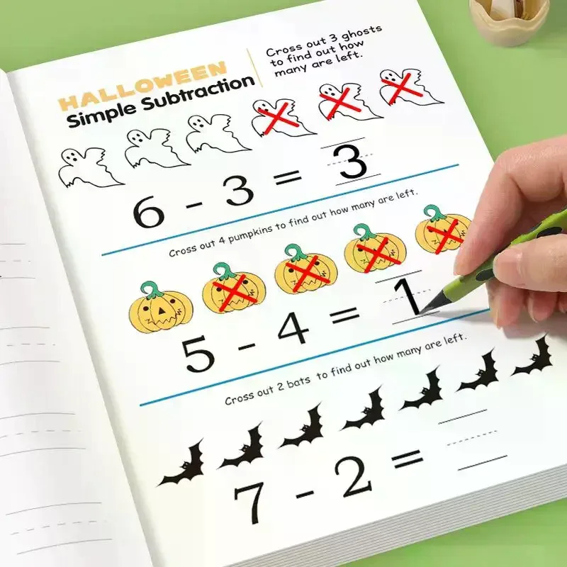 1 Set Fun 64 Page Arithmetic Question Book Addition And Subtraction Exercises Within 10 Picture Column Decomposition Calculation