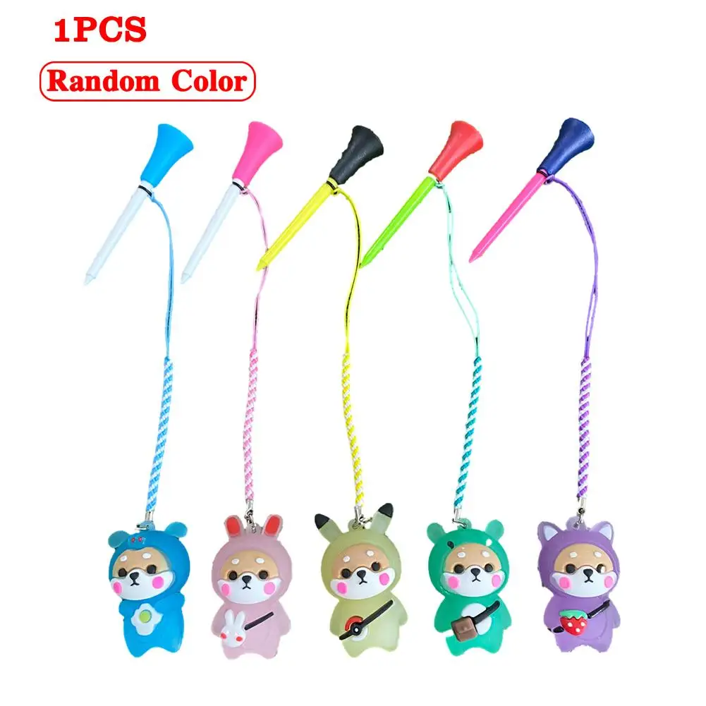 1Pcs Golf Rubber Tees With Flashing Light Cartoon Cute Prevent Loss Golf Ball Holder With Braided Rope Outdoor Golf Accessory