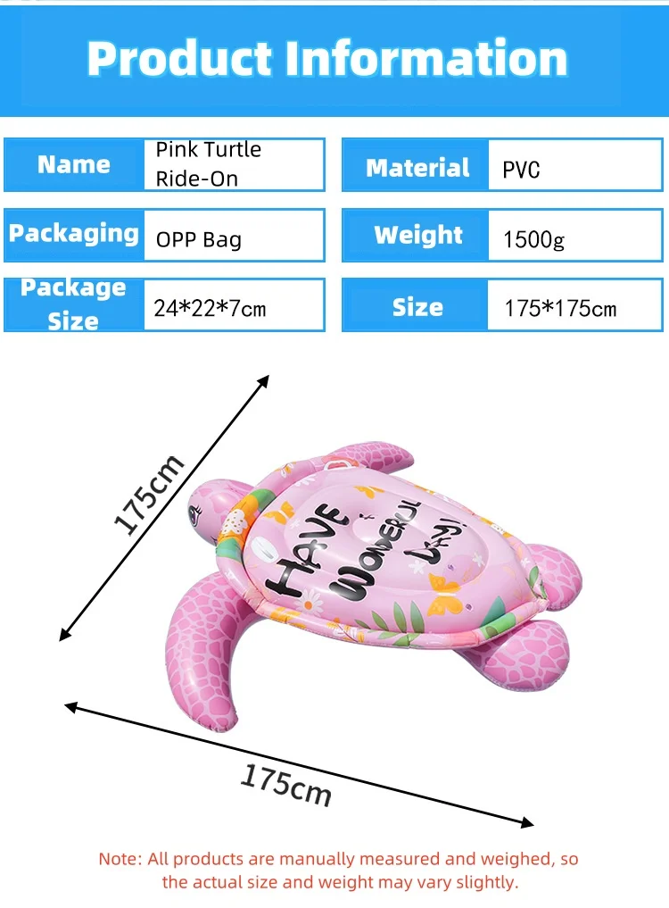 Nadmuchiwany basen pływacki 178 cm Gigantyczny różowy żółw morski dla dzieci i rodziny Letnia impreza na świeżym powietrzu Zabawka Zabawa w wodzie