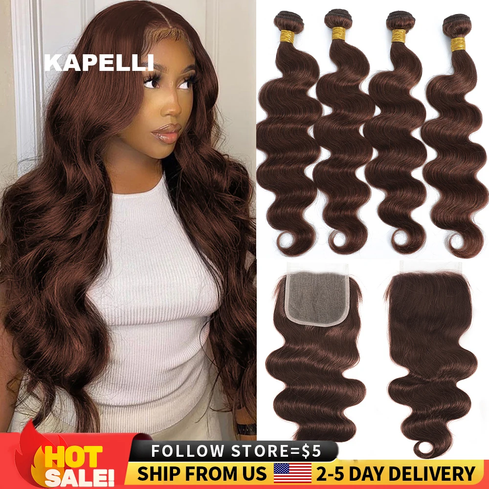 Extensiones de cabello humano ondulado con cierre, pelo brasileño tejido 3/4 mechones con cierre, extensiones de cabello humano ondulado 4x4, cabello Remy