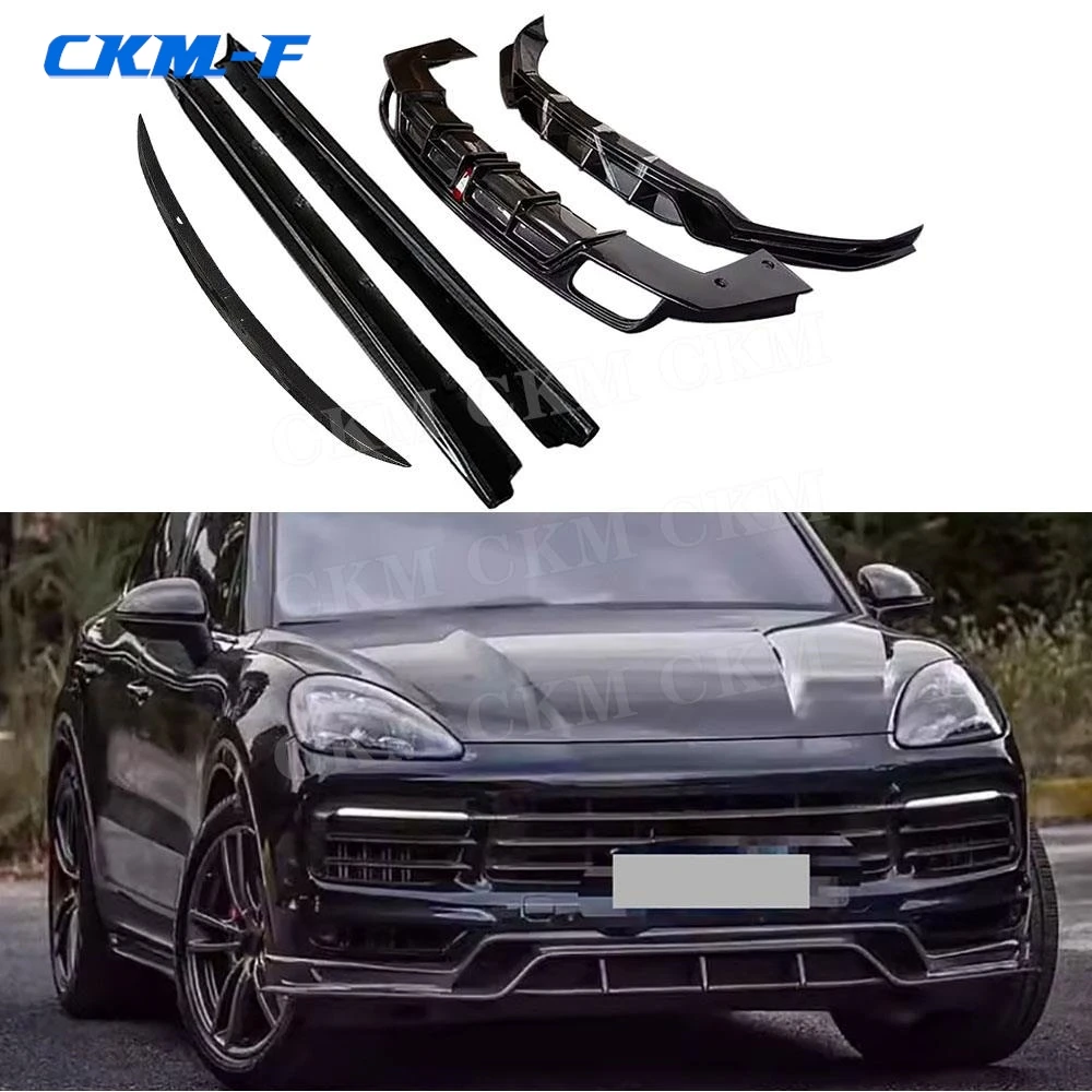 

Передний бампер из углеродного волокна, задний диффузор, боковые юбки, средний спойлер автомобиля для Porsche Cayenne Standard/Sport 2022, FRP BodyKit