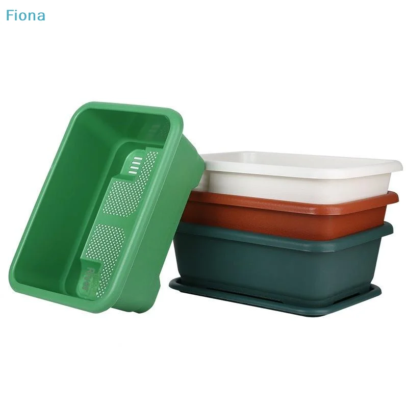 ✔Rectangular Self-Watering Planter Boxes,Resin Vegetable Flower Pots with Drainage for Balcony Garden Patio