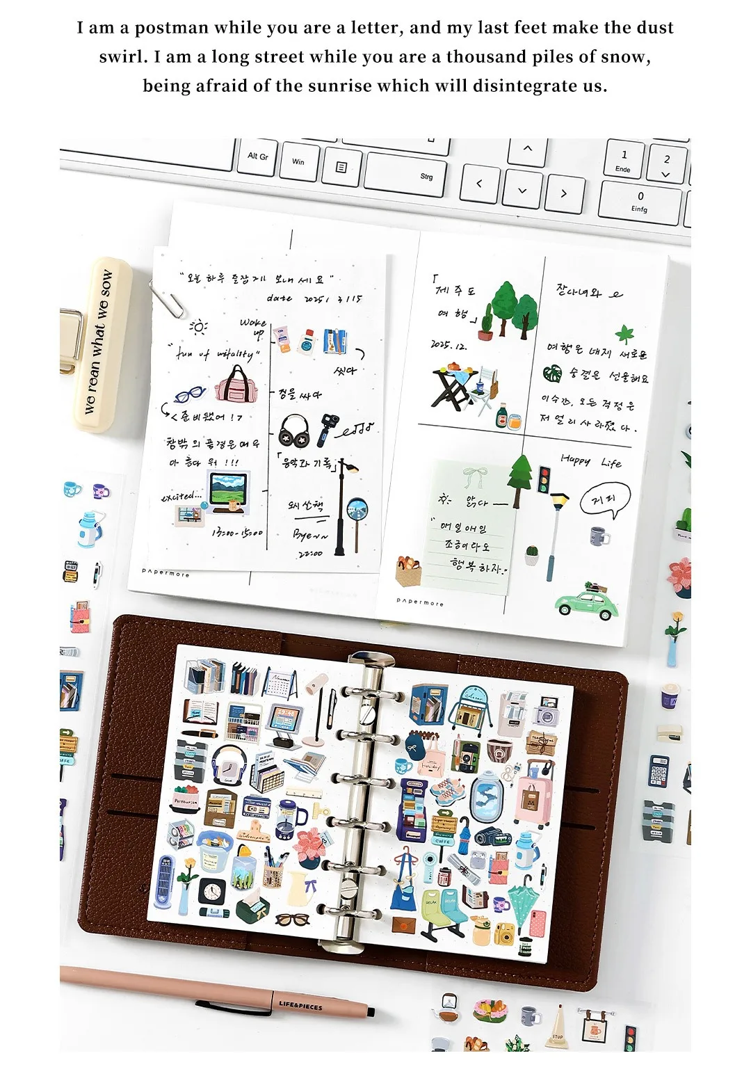 Niedliche Scrapbooking-Aufkleber, Junk-Journal-Bastelbedarf, Lifestyle-Dekorationselemente für kreatives Schreiben und Erinnerungserhaltung – Detail 14