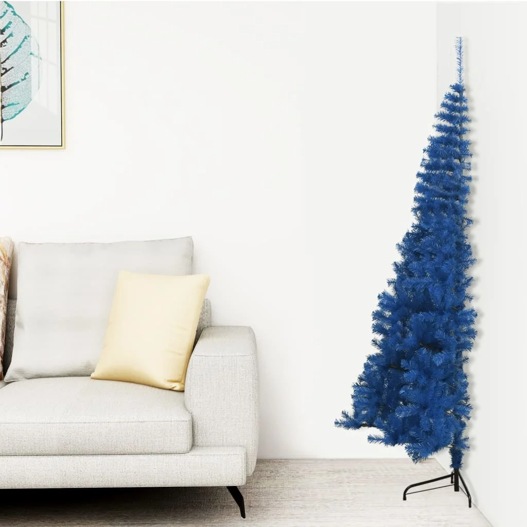 Half artificial Christmas tree with blue support cm PVC