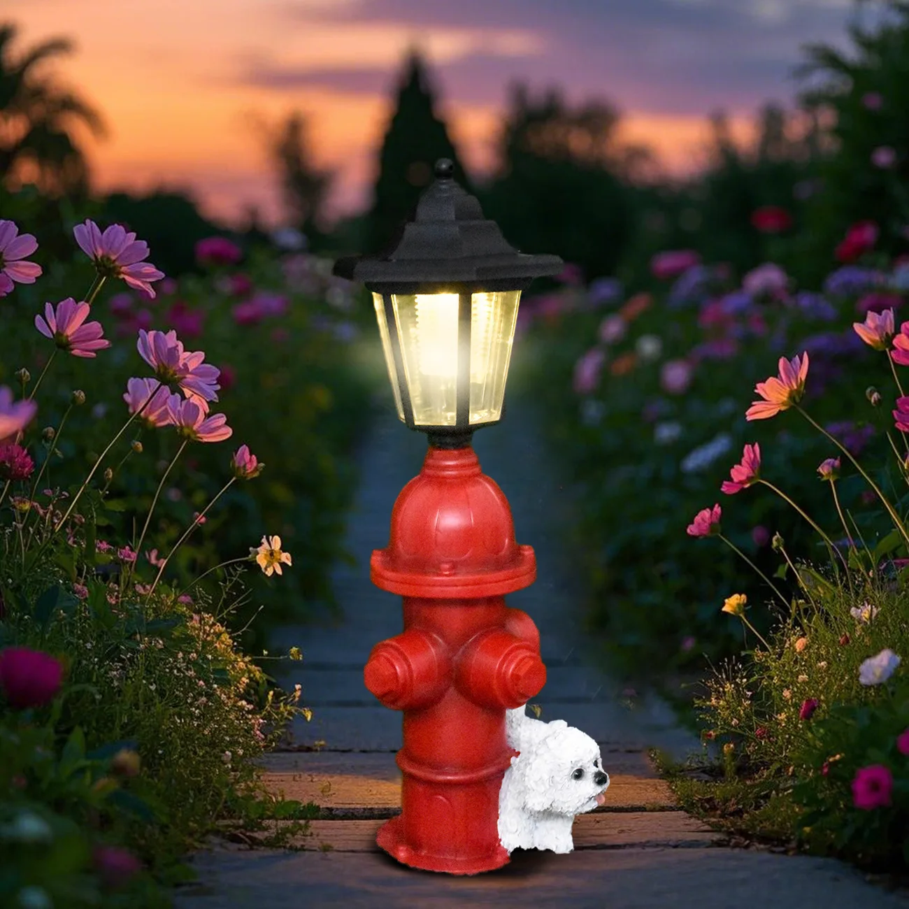 Creative resin fire hydrant solar outdoor light home courtyard lawn garden path decorative light ornament