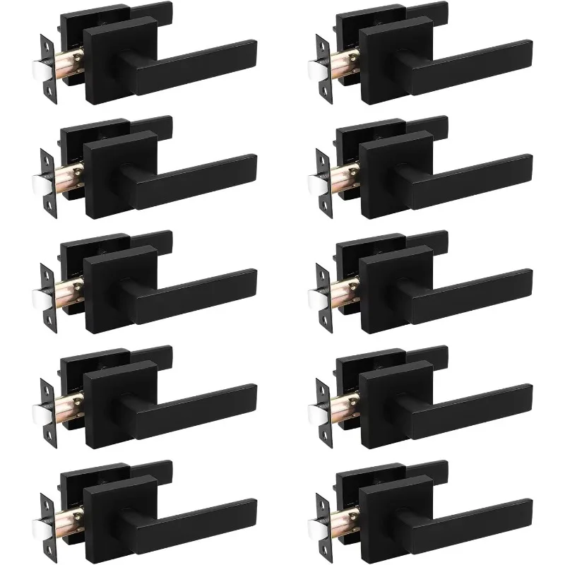 Probrico 10 Pack Matte Black Door Levers,Passage Door Handles,Interior Keyless Door Knobs,Door Lock for Closet & Hallway